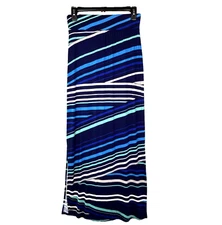 A.N.A. Maxi Skirt Stripe Maxi Skirt XS Pull On Blue Stripe Side Slits Beach Pool