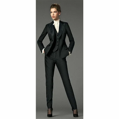 Black Women's Suits 3 Pieces Business Formal Lady Office Uniform Prom Work Wear - Picture 2 of 18