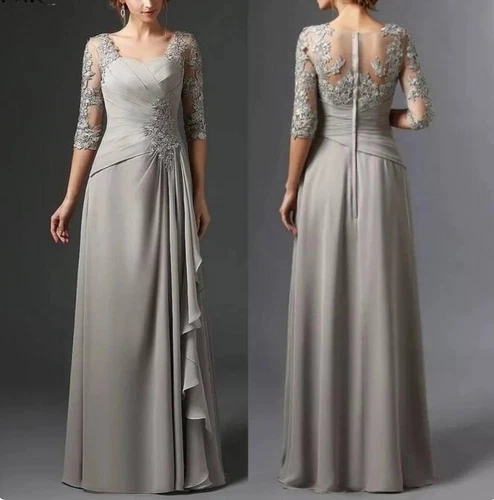 Chiffon Spitze verziert Mutter der Braut Bräutigam Kleid mit Rüschen Kleid - Bild 3 von 10