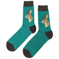 NWT Jackalope Dress Socks Novelty Men 8-12 Teal Crazy Fun Sockfly