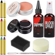 Halloween Makeup Kit, Scar Wax SFX Makeup Kit Fake Blood Set, Kit Includes Sc...