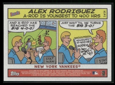 2006 Topps Bazooka Comics- Alex Rodriguez #2 of 24 Yankees Youngest to 400 HR NM