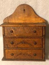 Early Antique Primitive SPICE CHEST CABINET 3-DRAWER Original Finish Stenciled