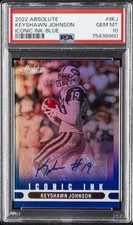 2022 PANINI ABSOLUTE ICONIC INK BLUE #IIKJ KEYSHAWN JOHNSON 18/20 PSA 10