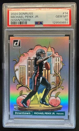 2024 Donruss Michael Penix Jr. Downtown! SSP RC Rookie #14 Falcons PSA 10