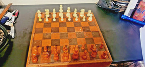 Antique IVORY Asian Hand-Carved 32-piece Collectible Chess Set