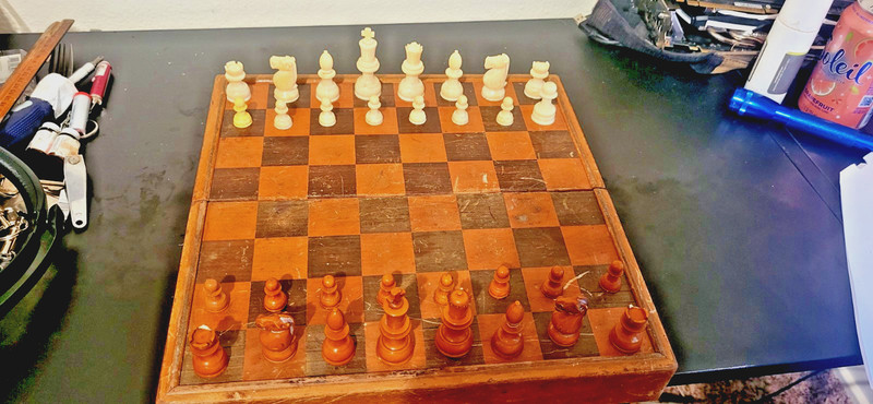 Antique IVORY Asian Hand-Carved 32-piece Collectible Chess Set