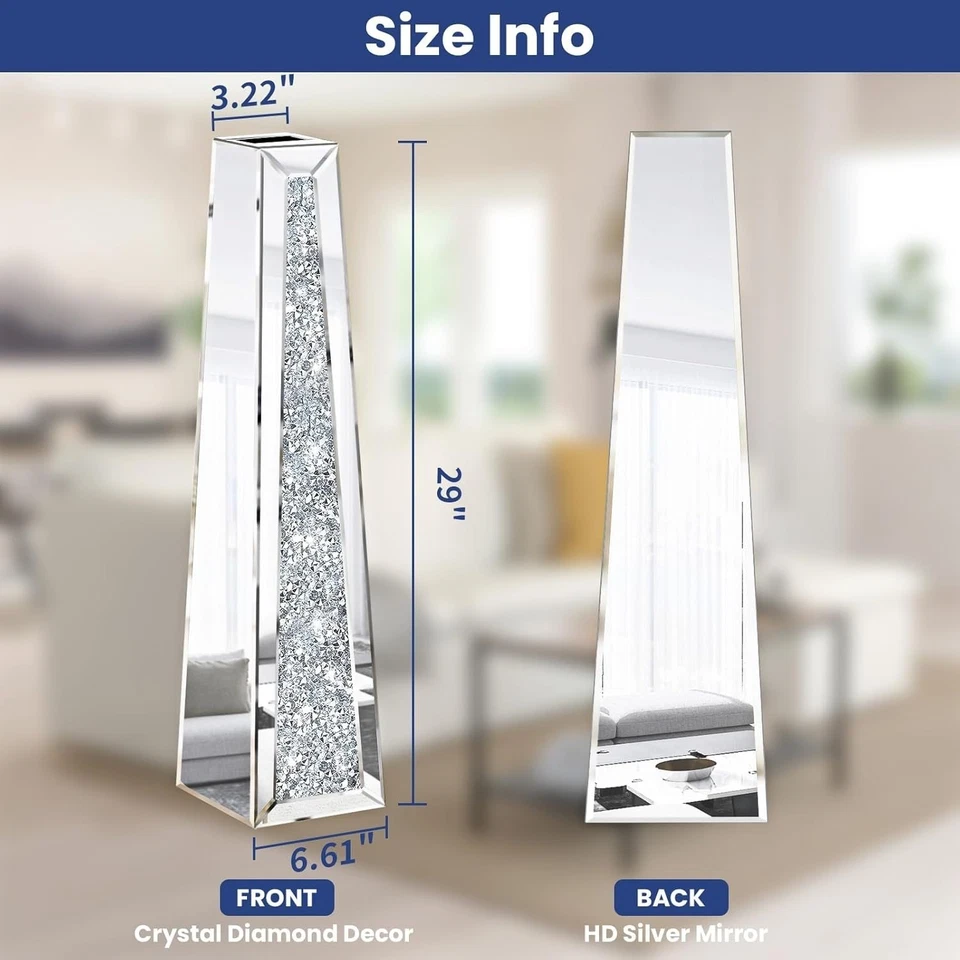 Vaso de chão de diamante esmagado 29" de altura, vasos de vidro de cristal espelho para flores - Imagem 2 de 4