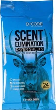 D/CODE by Code Blue Scent Elimination Dryer Sheets, Unscented, 24 Sheets