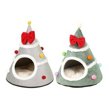 Christmas Tree Cat Bed Semi-Enclosed Winter Christmas Pet Indoor House