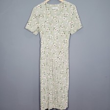 ST MICHAEL MARKS & SPENCER DRESS 16 18 Plus VINTAGE GREEN SHIFT PLEATED Nn712