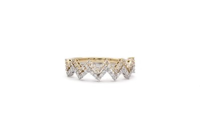 14k Yellow & White Gold Diamond Zig Zag Stacking Fashion Rings
