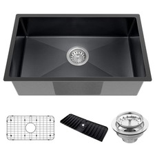 Black Kitchen Sink, Undermount Stainless Steel Bar Sink 30x18x9 Inch Drop In ...