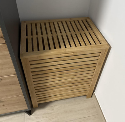 Holz Wäschekorb massiv Bambus Korb Aufbewahrungsbox Bad Eimer Aufbewahrungsdeckel