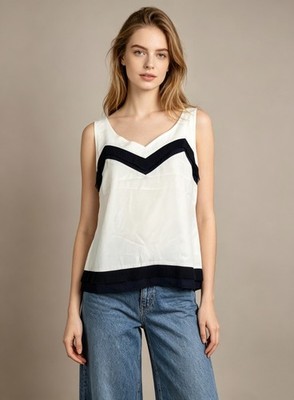 NWOT Mint Velvet Ivory & Ink Mesh Trim Cami Tank Top Blouse US12 UK16