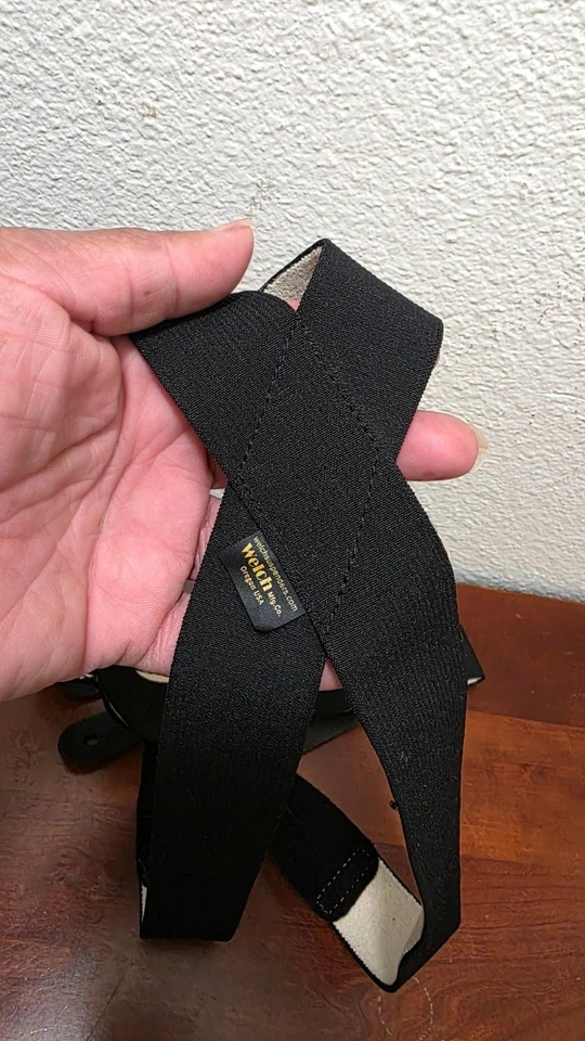 Tirantes Welch Mfg Co negros de alta resistencia con detalles plateados y lengüetas de cuero Foto 3 de 4