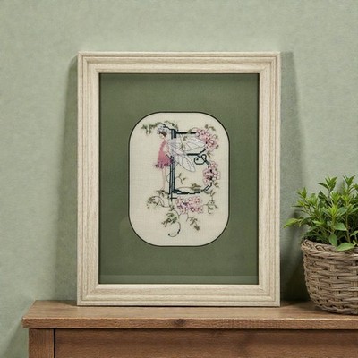 Finished Nora Corbett Fairies Letter ''B'' on Linen Completed Framed & Matted 15''