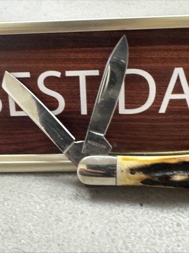 Robeson POCKETEZE by Queen Whittler Knife - Stag Handles - D2 Steel - No Box - Picture 10 of 24