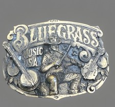 Bluegrass Music USA Brass Belt Buckle by The Great American Buckle Co. 1982 VTG