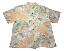 Tommy Bahama 100 Silk Hawaiian Short Sleeve Shirt Mens XL Palm Leaf Print