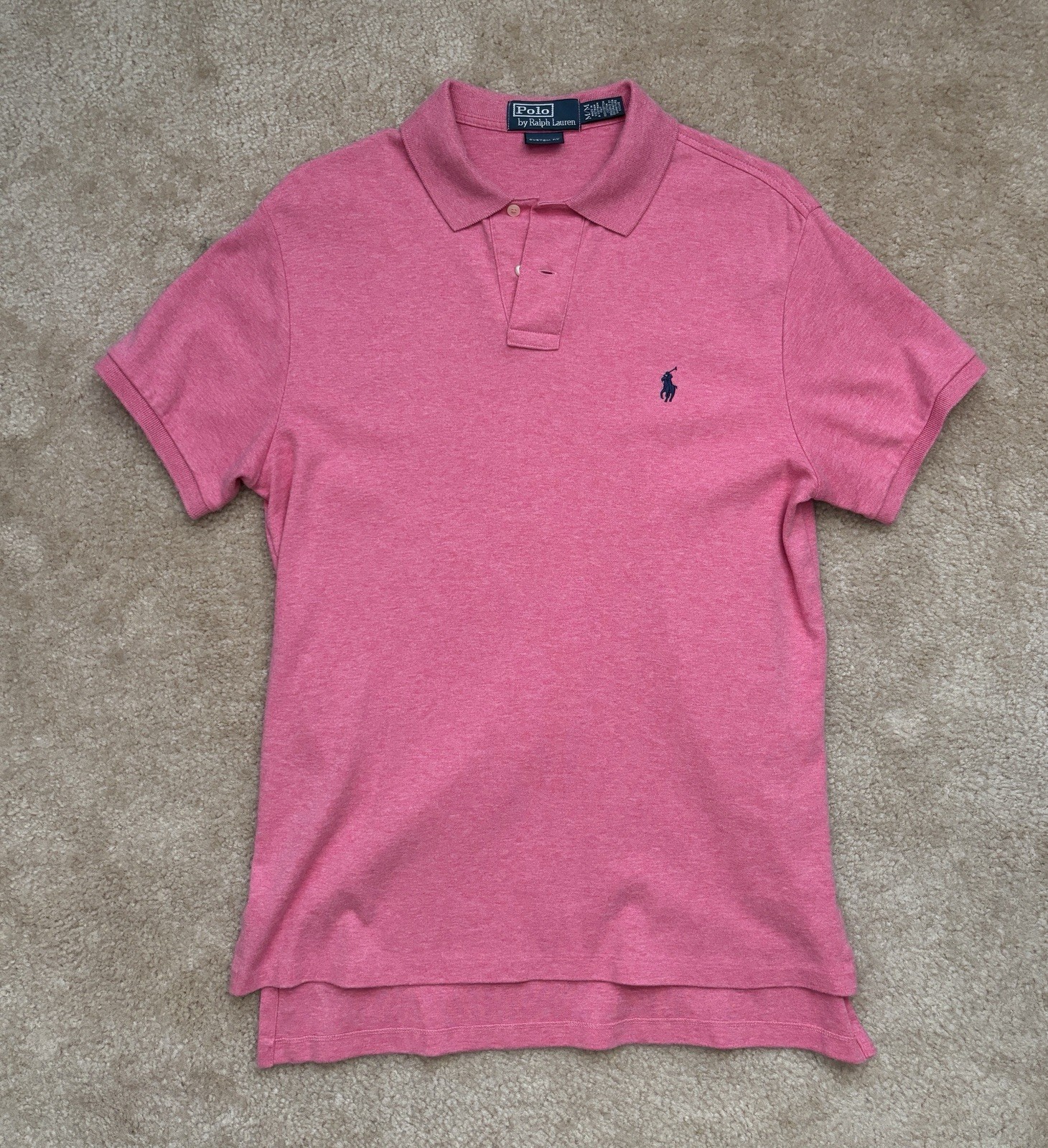 Polo Ralph Lauren Custom Fit Pink Short Sleeve Polo Shirt Cotton Men's M