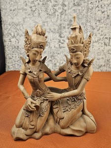Hand-Carved Wood Sculpture of Rama and Sita from Bali