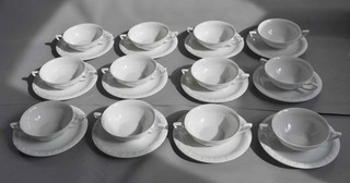 12 Rosenthal Maria weiss Suppentassen mit Untertassen 12 Personen Porzellan 1a