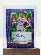 2025 Topps Chrome Rookie Autographs David Festa Blue RayWave Refractor /150 RC
