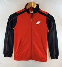 Nike Full Zip Sweatshirt Jacket, Youth Size Small, Red with Black Sleeves