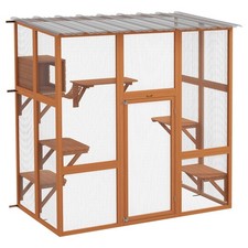 Outdoor Catio Cat Enclosure House for 2 Kitties with Bridge Platform Resting Box
