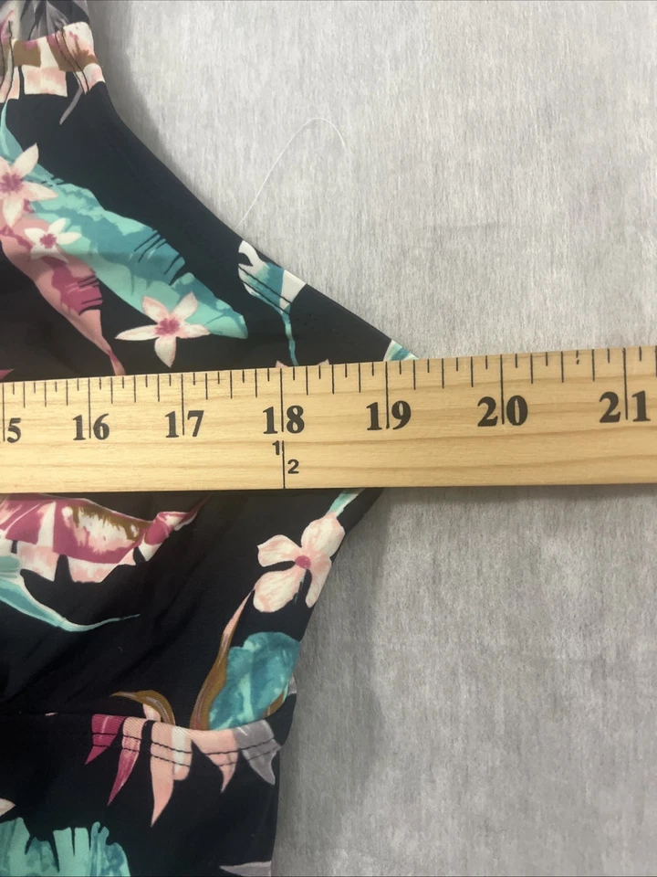 Shore Shapes Swimwear Size 16 Black Floral One Piece Swimsuit Dress Slimming - Image 4 of 4