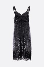 PRADA Black Sequinned Velvet Slip Dress New & Authentic