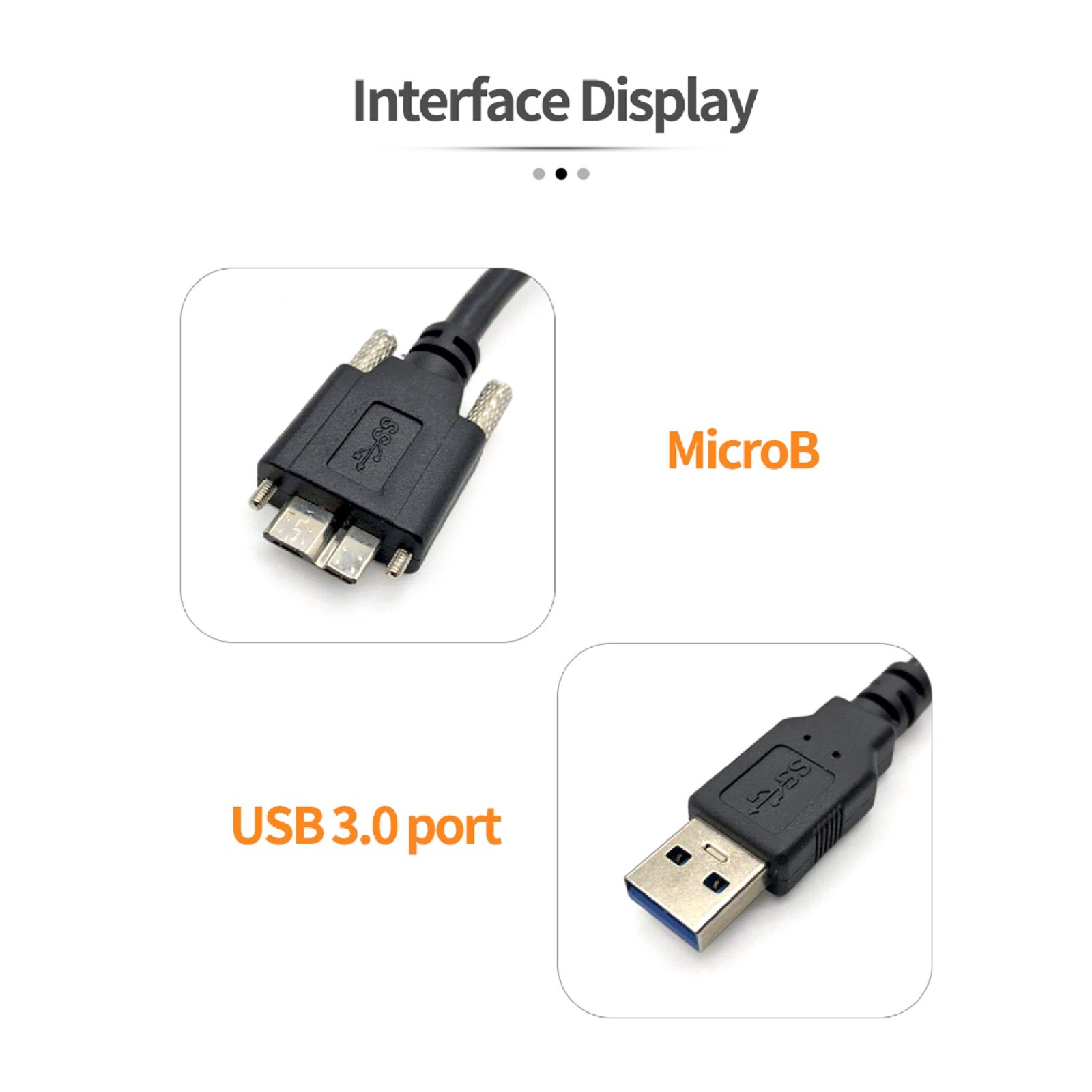 0.6m Length Micro USB 3.0 Cable 3.0AM to MicroB Industrial Camera Wire Cable