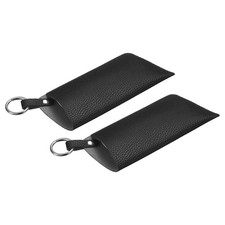 2pcs, Eyeglass Case Soft Leather Glasses Pouch Bag with Belt Clip Black