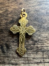 Pendentif breloque Plaqué or Vintage Unisexe Croix ancien XIXe siècle