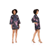 Puma Women's L Black Pink Blue Floral Oversized T-Shirt or Mini Dress W/Pockets