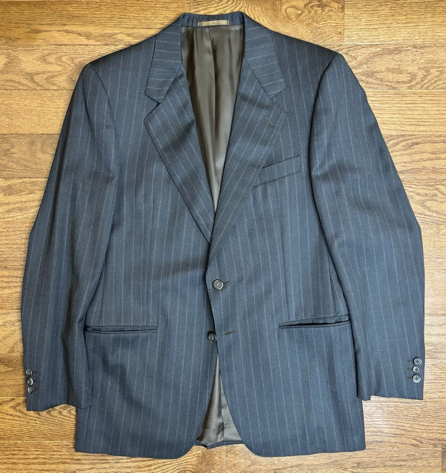 Traje de lana vintage Ermenegildo Zegna para hombre gris carbón rayas talla 40 EE. UU.? 34x31? Foto 2 de 4