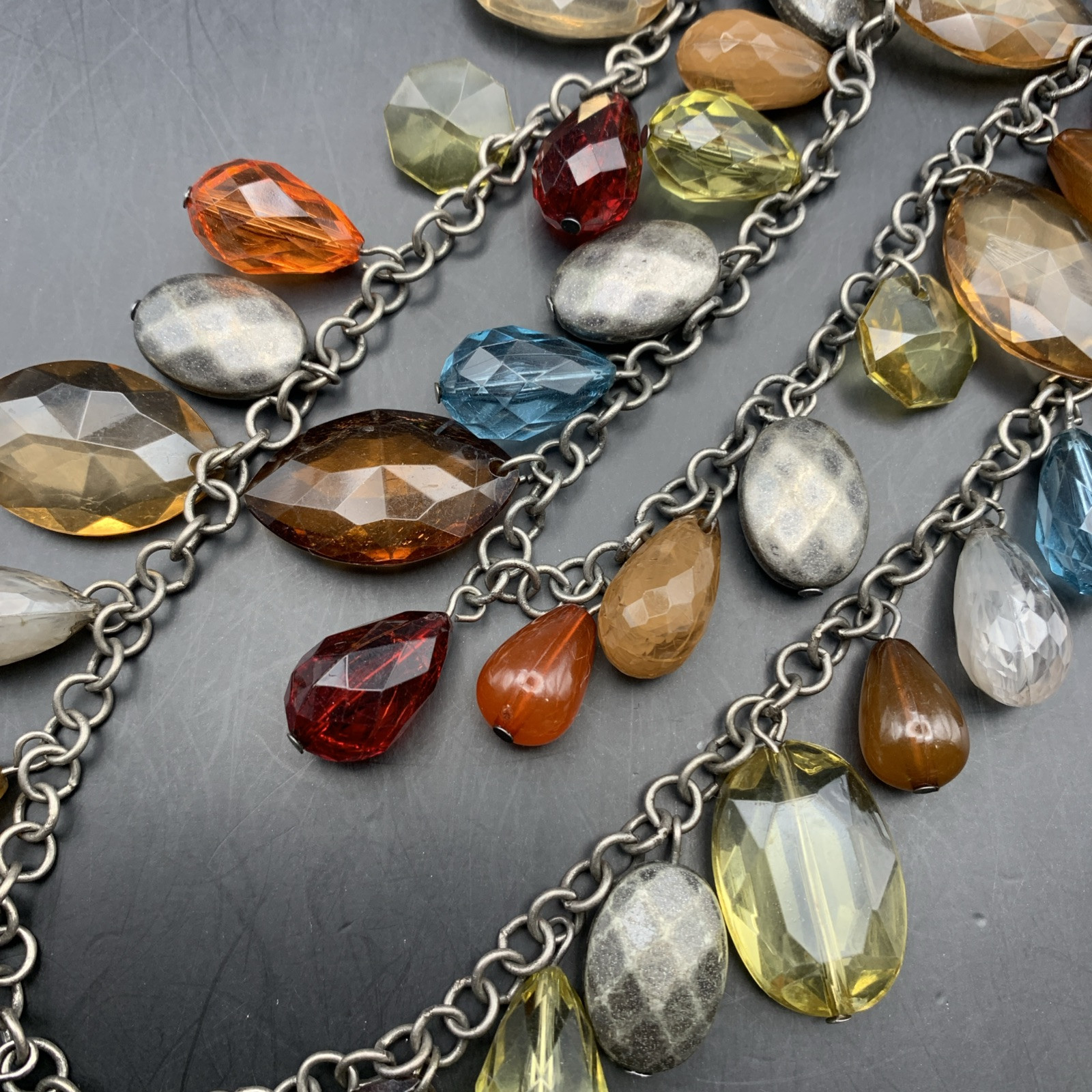 Long Layered Acrylic Cluster Statement Necklace R… - image 4