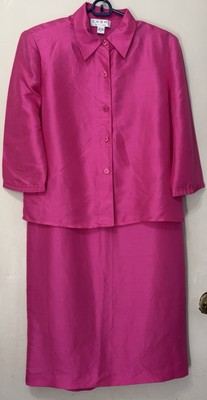 Shomi by Miller Shor Pink Silk Dress Suit Size 8 Sleeveless Dress Long S Jacket