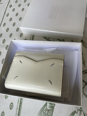 Maison Margiela 4-Stitch Leather Tri-Fold Wallet White Compact