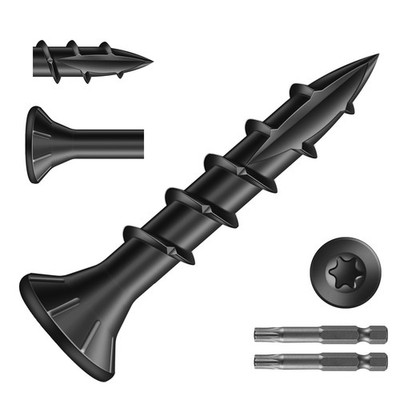 SG TZH #8 x 1 Inch Deck Screws (468Pcs) 2lb. Exterior Wood x 1'', Black 