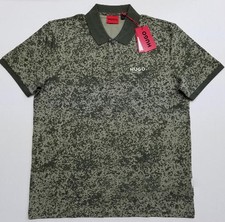 NWT HUGO BOSS Classic Fit 100 Cotton Polo Shirt Dark Green Pattern S Small