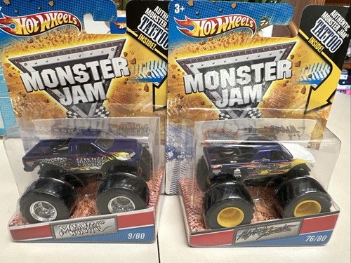 2 New Hot Wheel Monster Jam 2010 1:64 Tattoo Series #9 MANIAC #76 AFTER SHOCK
