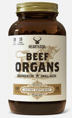 HEART & SOIL   3000mg Grass-Fed Beef Organ Supplement Liver Kidney Heart Spleen.