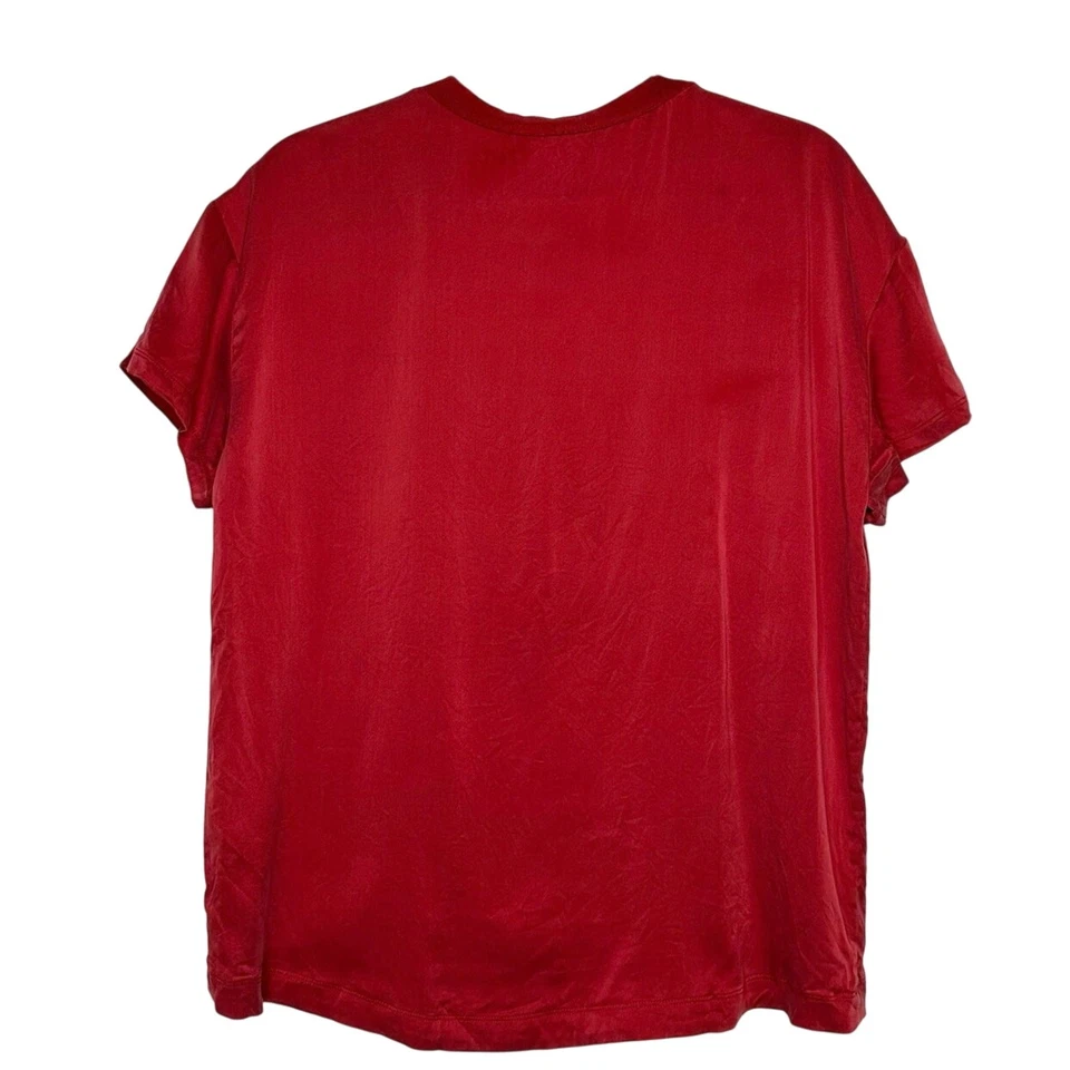 Conjunto de pijama de seda lavable Quince para mujer carmesí talla mediana Foto 4 de 4