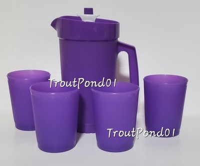 Tupperware Mini Party Play Set Pitcher 4 Tumblers Grape Purple New