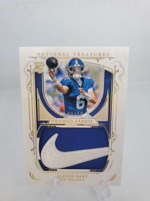 2025 Panini National Treasures Framed Fabric Jaxson Dart Gold /10 RC Nike Swoosh