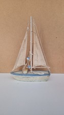 Ornamento barca a vela rustico costiero in legno 30 cm decorazione casa spiaggia nautica 27 cm