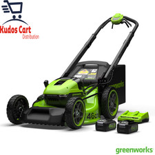 Greenworks 48V 46Cm Self-Propelled Cordless Lawn Mower 2 X 24V Batteries Charger