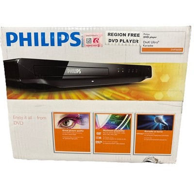 RARE: Philips DVP3600K DivX Ultra Karaoke DVD Player Region Free Open Box